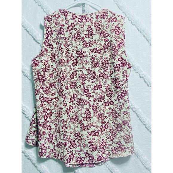 Aligaduo Summer Women’s V-neck Tunic Shirt White Red Floral 2XL - Picture 3 of 4